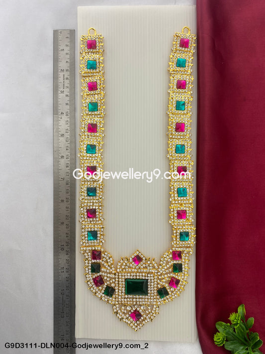 1 Step Long Deity Haram Necklace for God Swamy Alankaram G9D3111-DLN004-Godjewellery9.com 2
