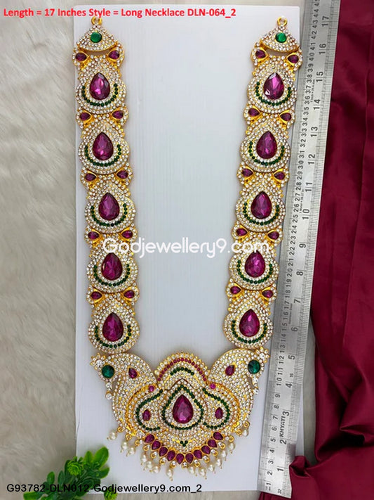 1 Step Long Deity Ornaments Haram Necklace for God Idols G93782-DLN012-Godjewellery9.com 2