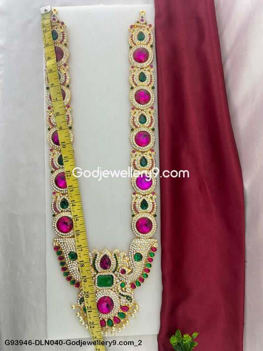 1 Step Long Haram Necklace for Deity God Temple Alankaram G93946-DLN040-Godjewellery9.com 2