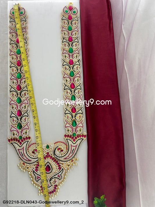 Alankaram 1 Step Long Haram Necklace for Deity Mata and God G92218-DLN043-Godjewellery9.com 2