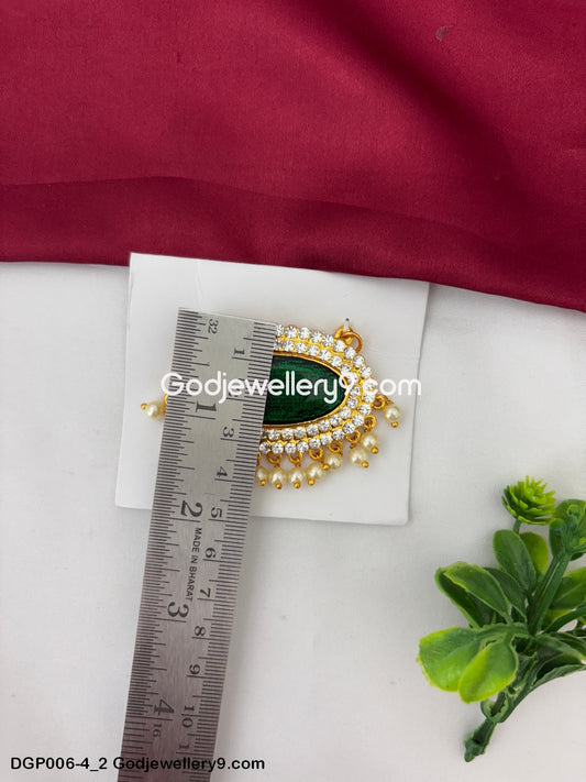 Amman Deity God Jewelley Green Dollar Pendant For Lord Venkateshwara GodJewellery9.com DGP006-4 2