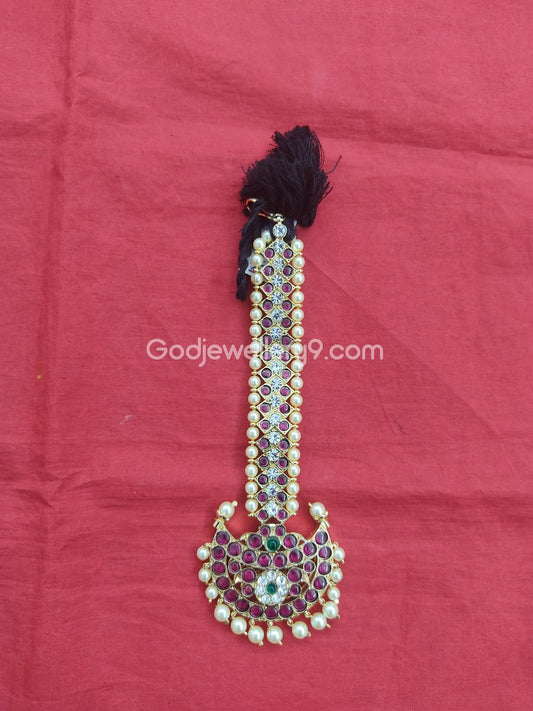 Bharatanatyam Brass Real Kemp Maang Tikka Silver Look Like Godjewellery9.com