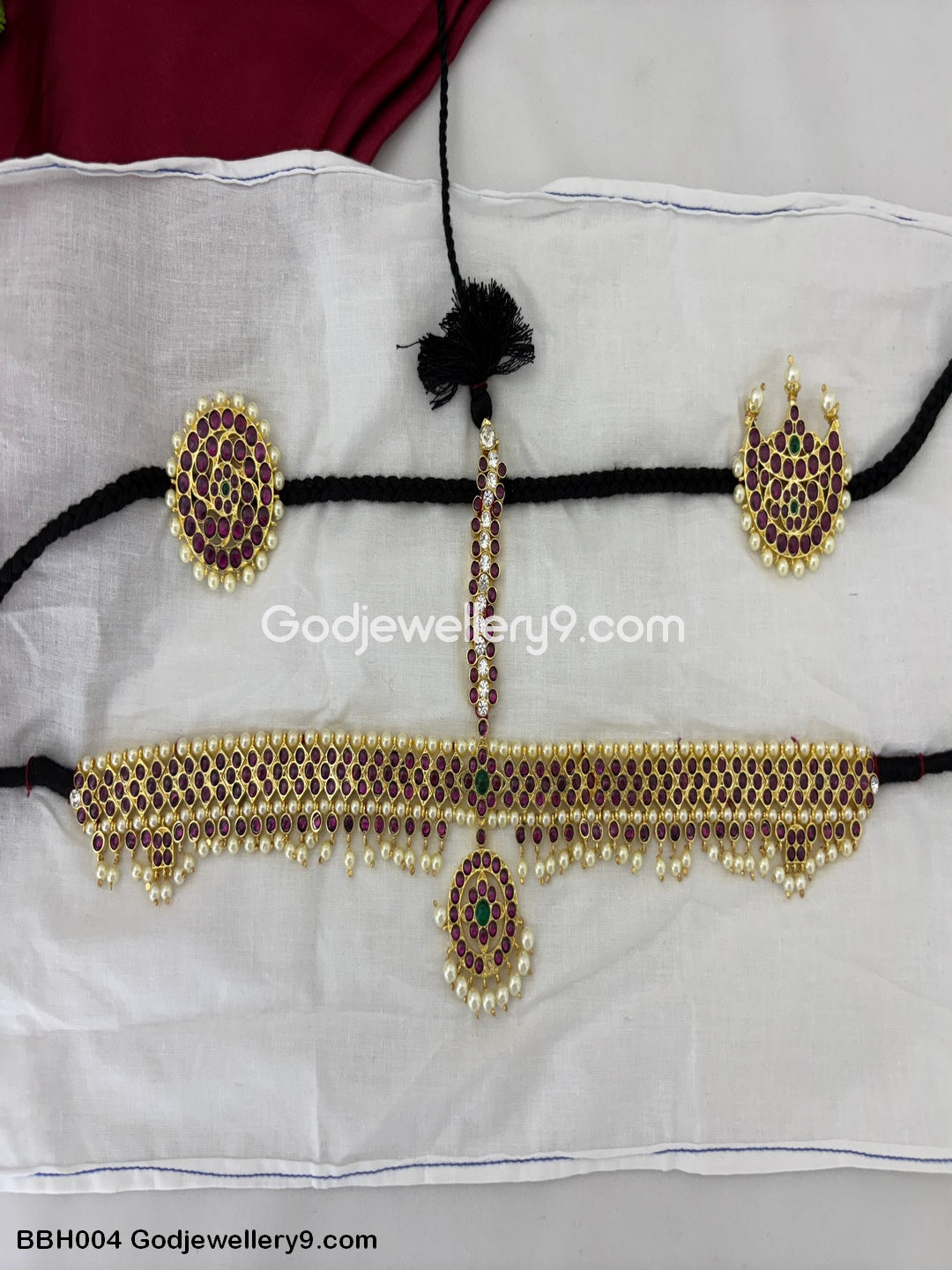 Bharatanatyam Brass Real Kemp Stone Headset For Classsical Dances Godjewellery9 BBH004