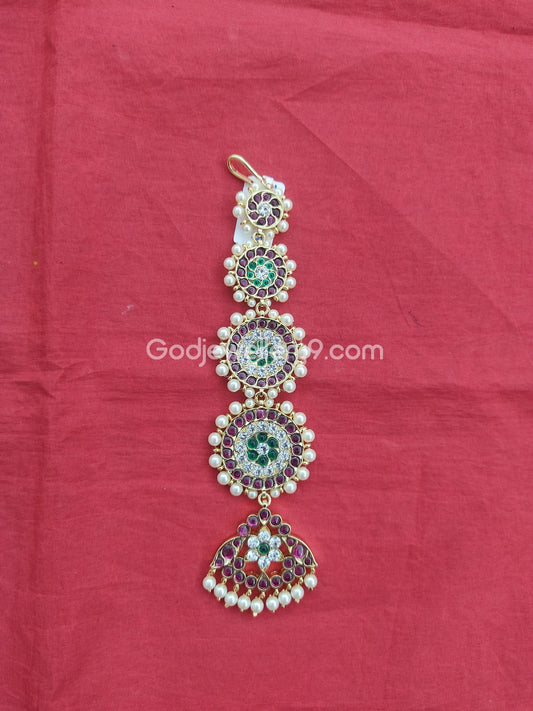 Bharatanatyam Kemp Maang Tikka Brass Godjewellery9.com