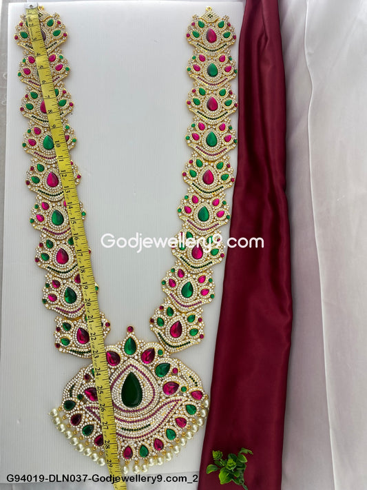Deity 1 Step Long Haram Necklace for Amman Swamy and God G94019-DLN037-Godjewellery9.com 2