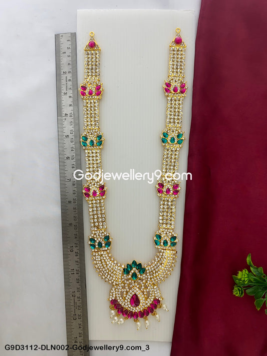 Deity 1 Step Long Haram Necklace for God Temple Idols G9D3112-DLN002-Godjewellery9.com 3