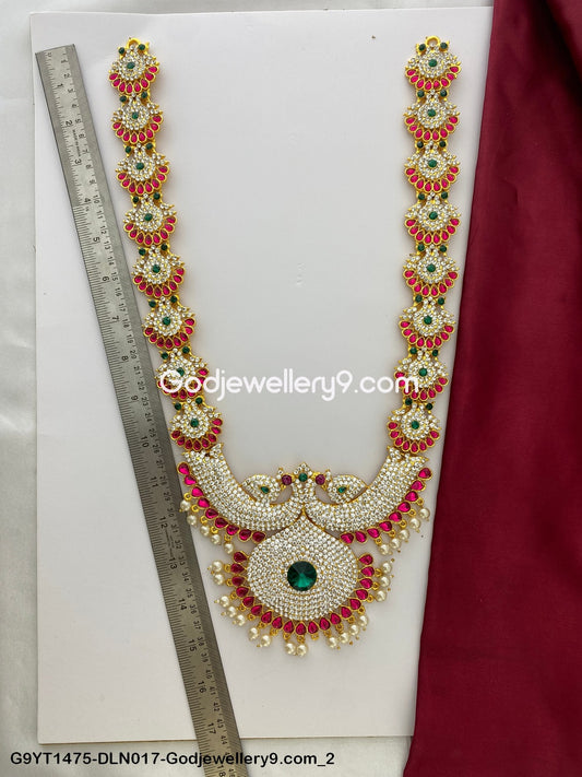 Deity 1 Step Long Temple Haram Necklace for God Vigraha G9YT1475-DLN017-Godjewellery9.com 2