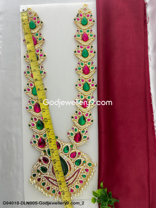 Deity Alankaram 1 Step Long Haram Necklace for God Murti G94018-DLN005-Godjewellery9.com 2