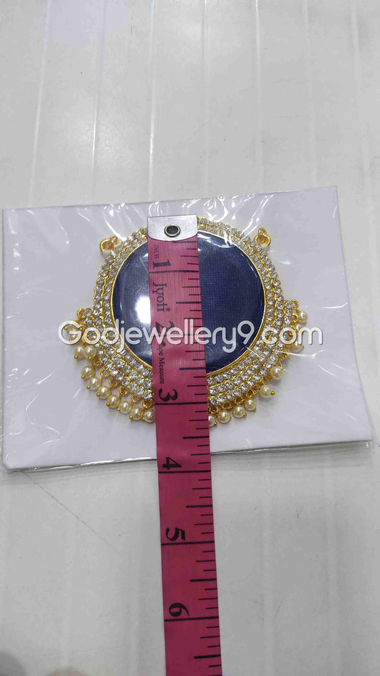 Deity Big Blue Round Stone Dollar Pendant Pathakam For God G27 Godjewellery9 1