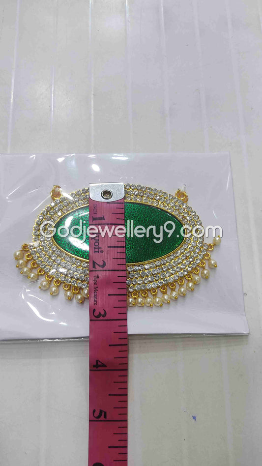 Deity Big Green Oval Stone Dollar Pendant Jewellery For God G31 godjeweller9 1