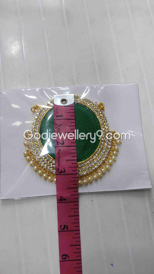Deity Big Green Round Stone Dollar Pendant Pathakam For God G26 Godjewellery9 1