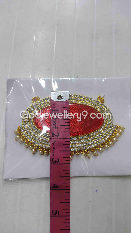 Deity Big Maroon Oval Stone Dollar Pendant Jewellery For God G33 Godjewellery9 1