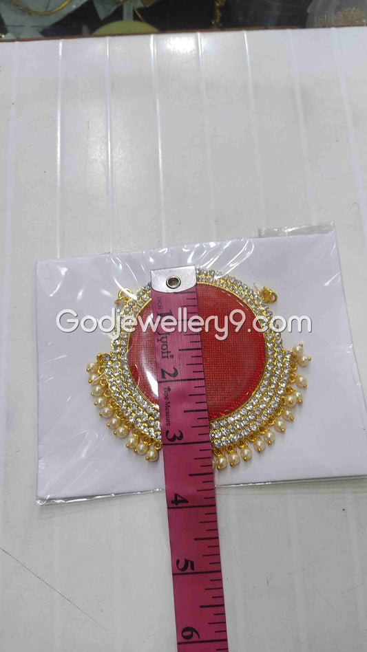 Deity Big Maroon Round Stone Dollar Pendant Pathakam For God G25 Godjewellery9 1