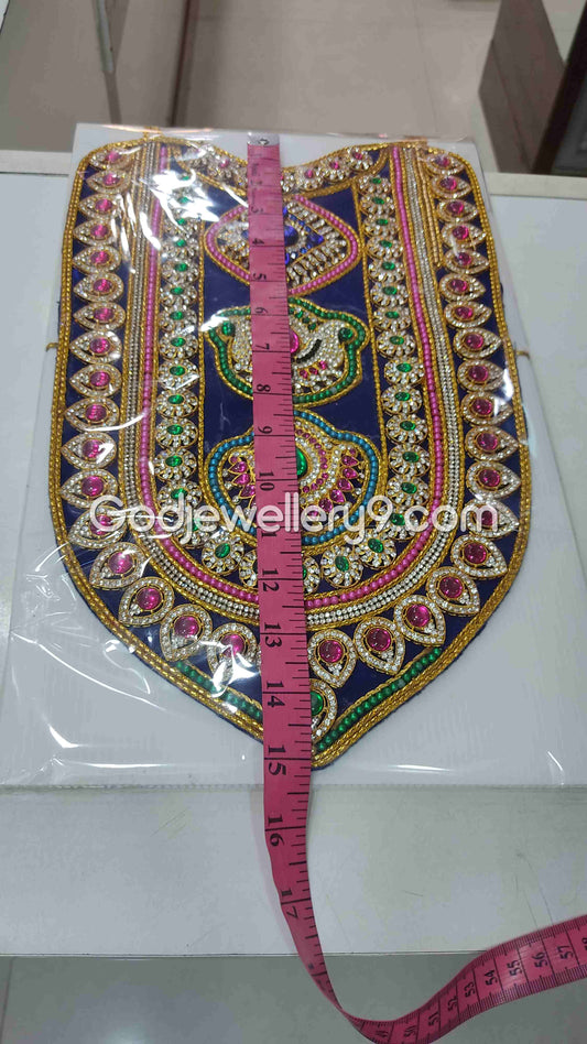 Deity Blue Long MultiColor Stone Necklace Haram Kavasam Jewellery 1 godjewellery9