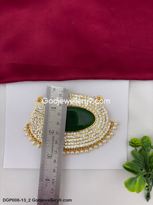 Deity Dollar Pendant Green God Jewelley For Murti Shringar Idols Temple GodJewellery9.com DGP006-13 2
