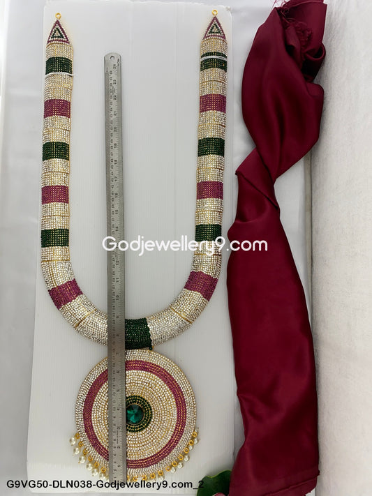Deity God 1 Step Long Jewellery Haram for Temple Murti G9VG50-DLN038-Godjewellery9.com 2