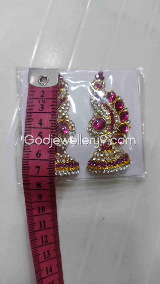 Deity God Amman Earrings Pink karna Pathakam G36 Godjewellery9
1