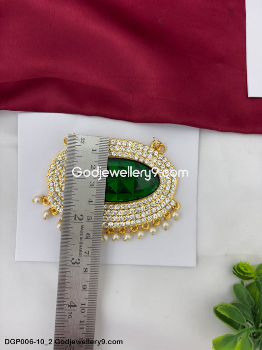 Deity God Vishnu Chest Ornaments Jewelley Green Dollar Pendant GodJewellery9.com DGP006-10 2