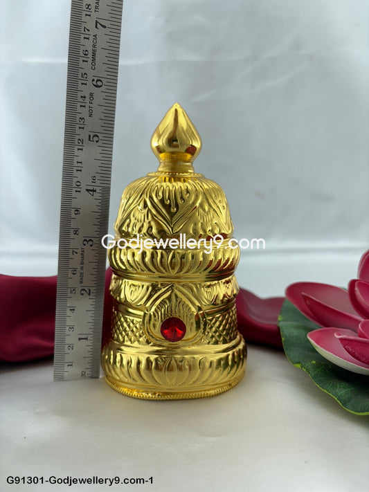 Deity Gold Plated Round Mukut Crown Kireedam For God G4 Godjewellery9.com-G91301-1301-1