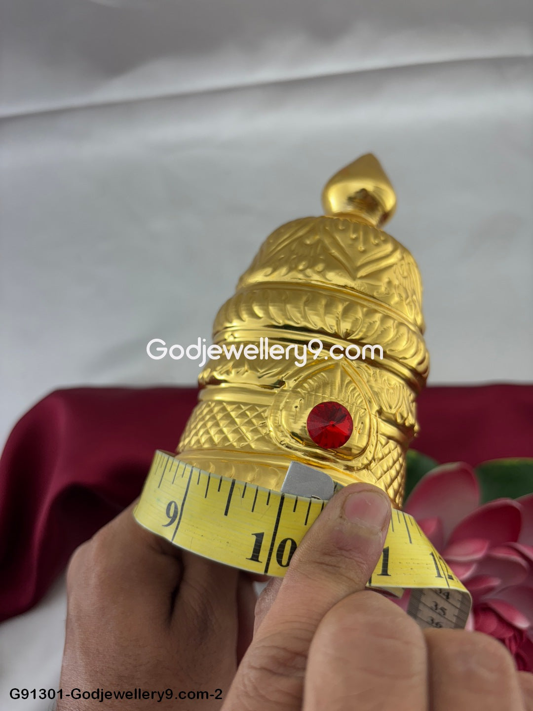 Deity Gold Plated Round Mukut Crown Kireedam For God G4 Godjewellery9.com-G91301-1301-2