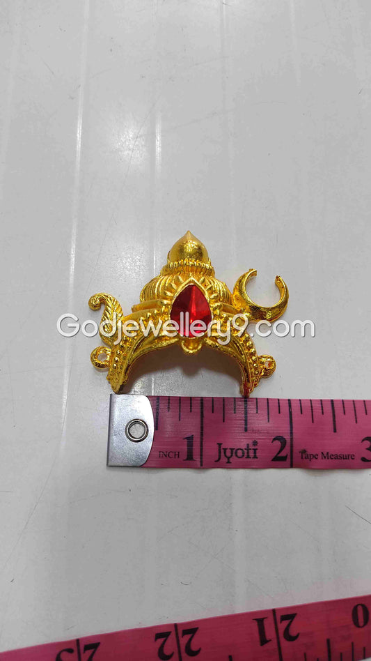 Deity Gold Plated Small Half Crown Mukut Kireetam With Moon R2 Godjewellery9 1