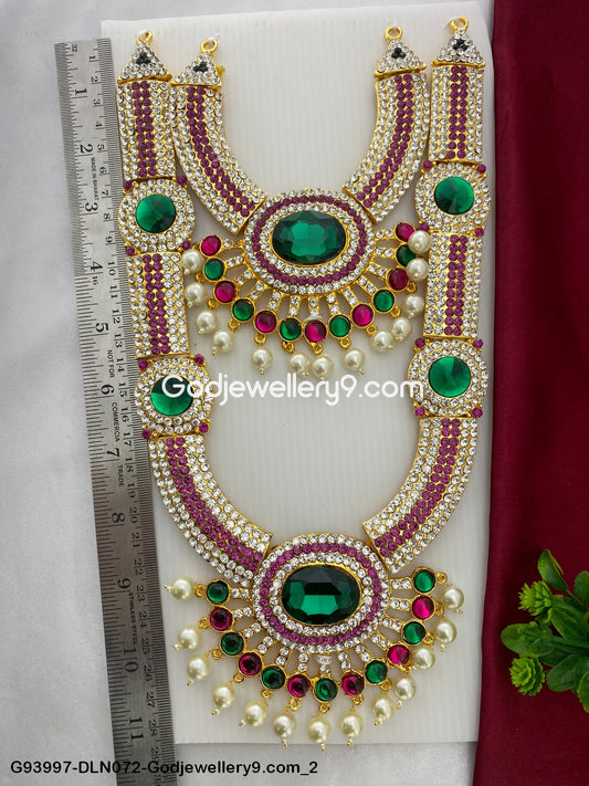 Deity Long Necklace 2 Step Alankaram Jewelry for God Statues G93997-DLN072-Godjewellery9.com 2