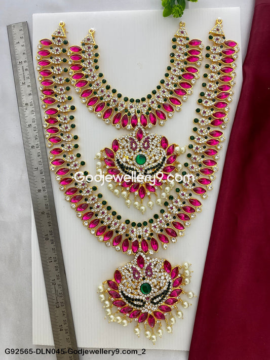 Deity Long Necklace 2 Step Amman Temple Jewellery For God G92565-DLN045-Godjewellery9.com 2