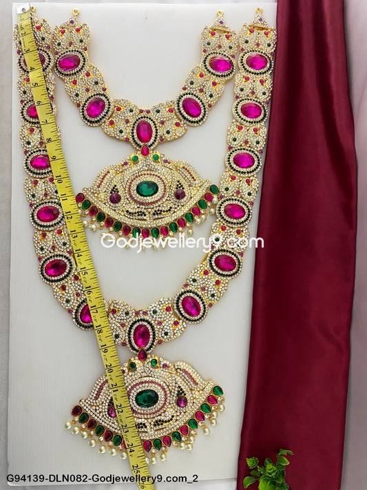 Deity Long Necklace 2 Step Decorative Jewellery for God G94139-DLN082-Godjewellery9.com 2