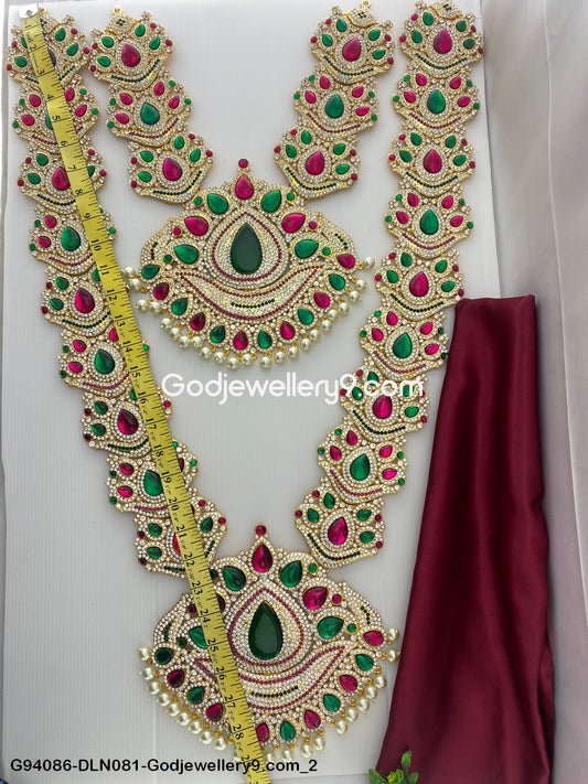 Deity Long Necklace 2 Step God Murti Jewelry for Pooja Room G94086-DLN081-Godjewellery9.com 2
