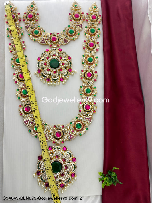 Deity Long Necklace 2 Step Gold Coated Jewellery for Swamy G94049-DLN079-Godjewellery9.com 2