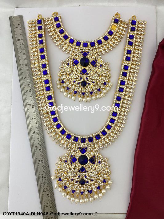 Deity Long Necklace 2 Step Haram Jewellery For Murti Shringar G9YT1940A-DLN046-Godjewellery9.com 2
