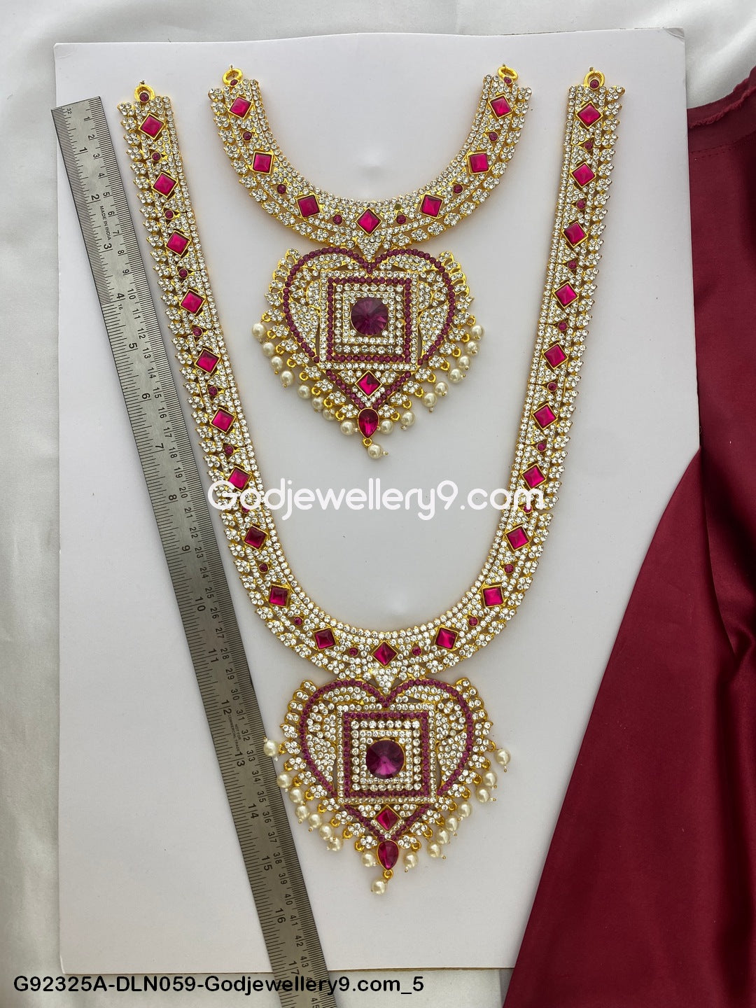 Deity Long Necklace 2 Step Haram for Religious Idol Jewellery G92325A-DLN059-Godjewellery9.com 5