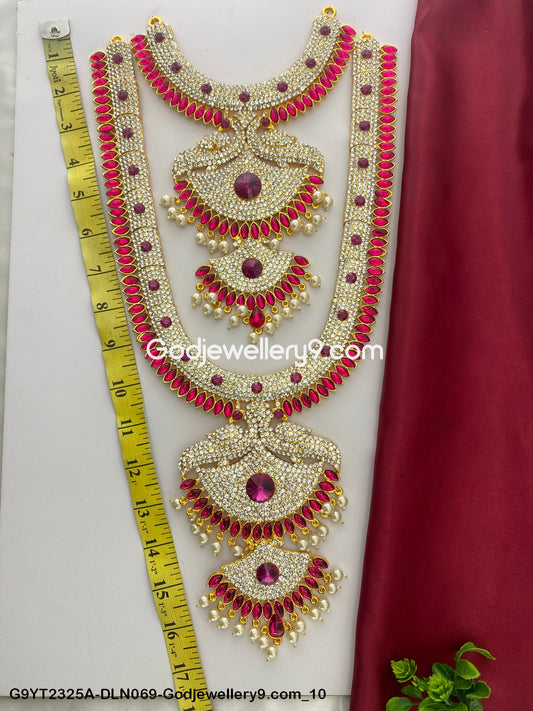Deity Long Necklace 2 Step Hindu God Haram Jewellery Set G9YT2325A-DLN069-Godjewellery9.com 10