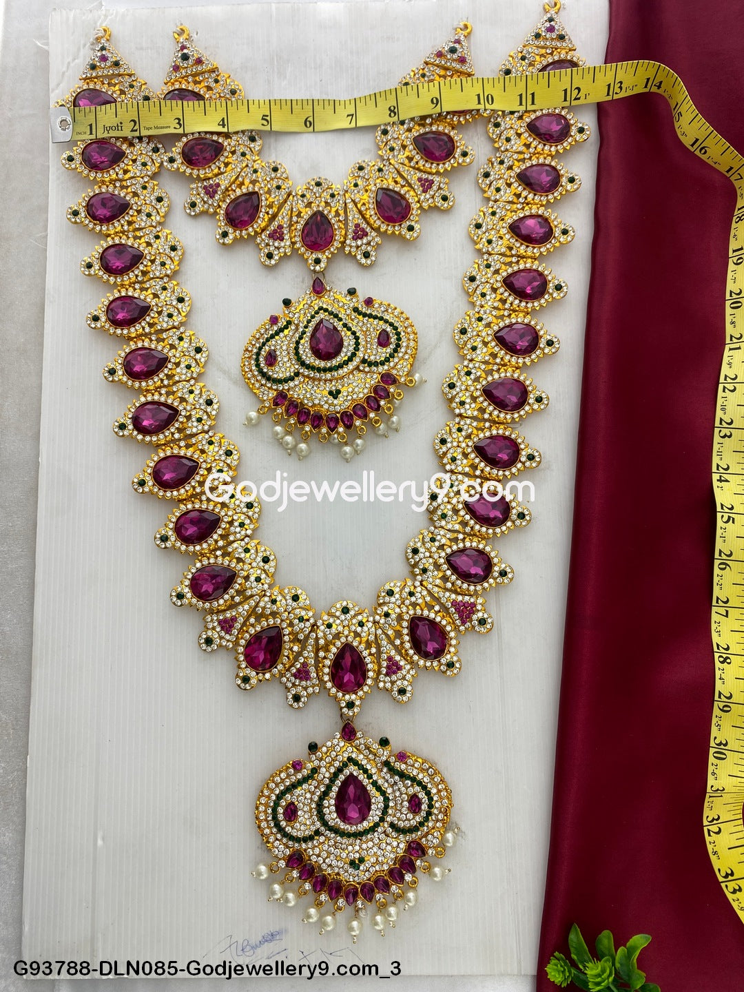 Deity Long Necklace 2 Step Hindu God Ornaments Set G93788-DLN085-Godjewellery9.com 3