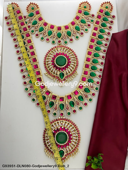 Deity Long Necklace 2 Step Jewellery Haram for God Temples G9-3951-DLN080-Godjewellery9.com-1