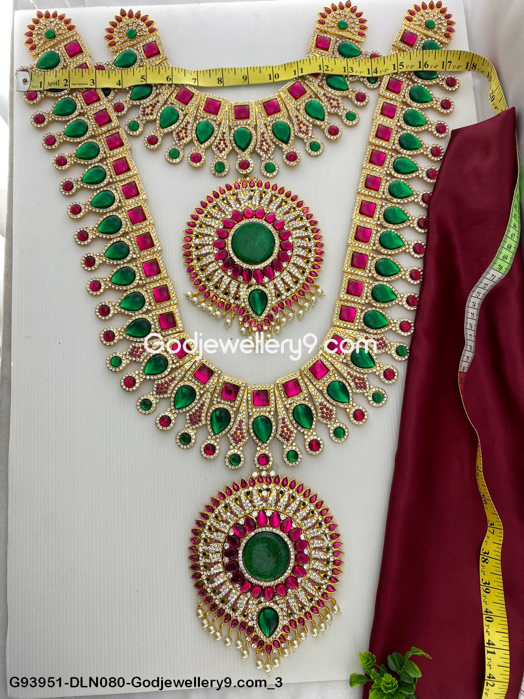 Deity Long Necklace 2 Step Jewellery Haram for God Temples G9-3951-DLN080-Godjewellery9.com-2
