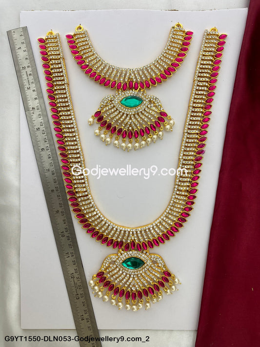 Deity Long Necklace 2 Step Jewellery Ornaments for God Idol G9YT1550-DLN053-Godjewellery9.com 2
