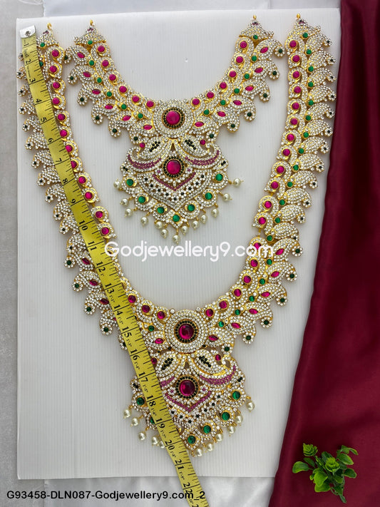 Deity Long Necklace 2 Step Jewellery for Temple Ammavari Decoration G93458-DLN087-Godjewellery9.com 2