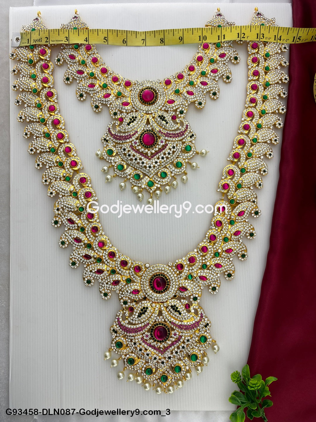 Deity Long Necklace 2 Step Jewellery for Temple Ammavari Decoration G93458-DLN087-Godjewellery9.com 3