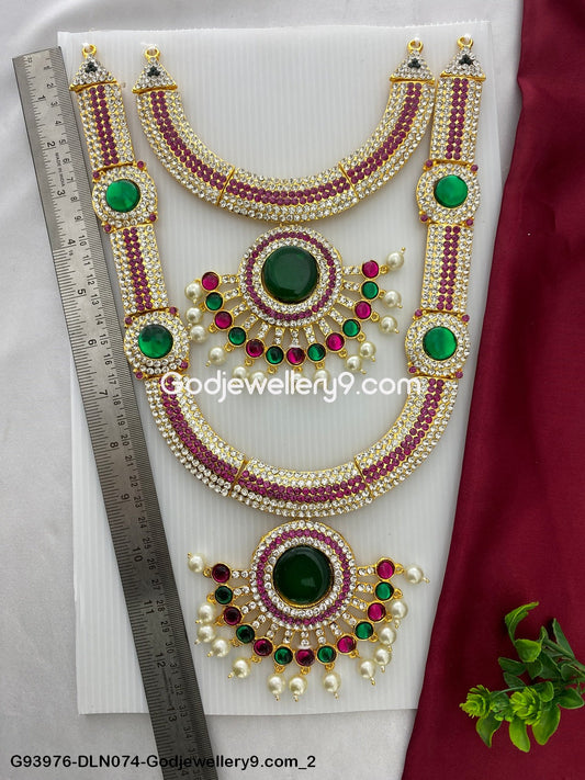 Deity Long Necklace 2 Step Jewelry for Hindu God Idol Jewellery G93976-DLN074-Godjewellery9.com 2