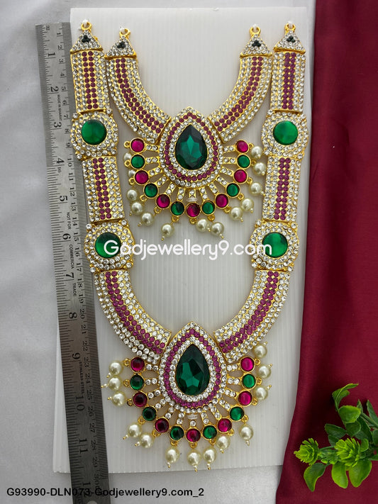 Deity Long Necklace 2 Step Ornaments for Murti Decoration G93990-DLN073-Godjewellery9.com 2