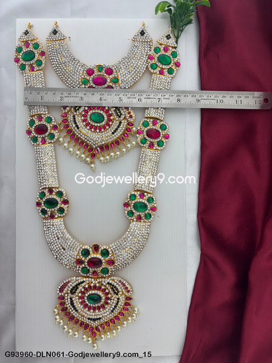 Deity Long Necklace 2 Step Temple Haram for God Statues G93960-DLN061-Godjewellery9.com 15