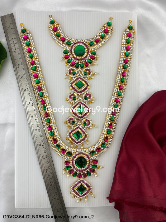 Deity Long Necklace 2 Step Traditional Jewellery for Pooja G9VG354-DLN066-Godjewellery9.com 2