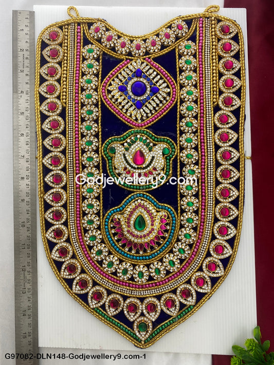 Deity Long Necklace Chest Haram Cloth Kavasam Gold Finish Jewellery Set Godjewellery9.com G97082-DLN148-1