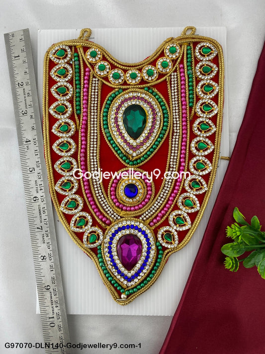 Deity Long Necklace Chest Haram Cloth Kavasam for Amman Mata Lakshmi Godjewellery9.com G97070-DLN140-1