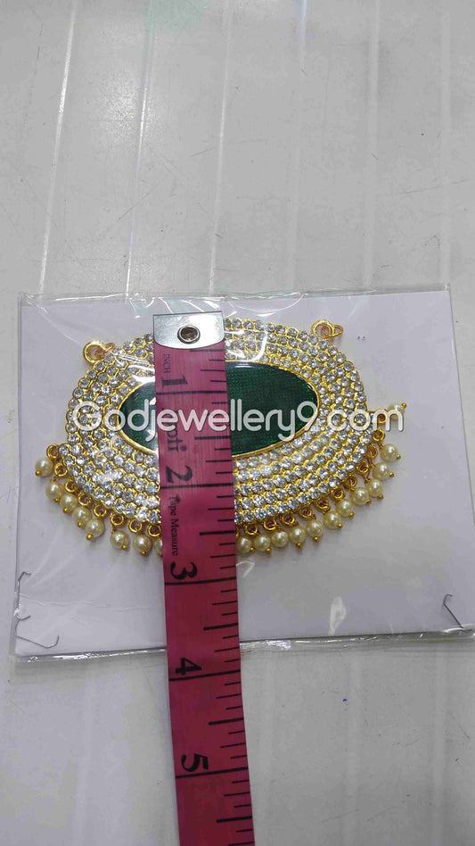 Deity Medium Green Oval Stone Dollar Pendant Jewellery For God G28 Godjewellery9 1