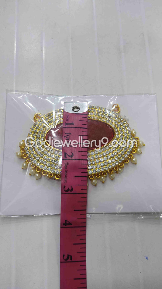 Deity Medium Maroon Oval Stone Dollar Pendant Jewellery For God G30 Godjewellery9 1