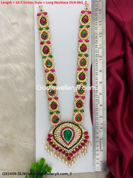 Deity Moorthy 1 Step Long Haram Necklace for God Temple G92459-DLN024-Godjewellery9.com 2