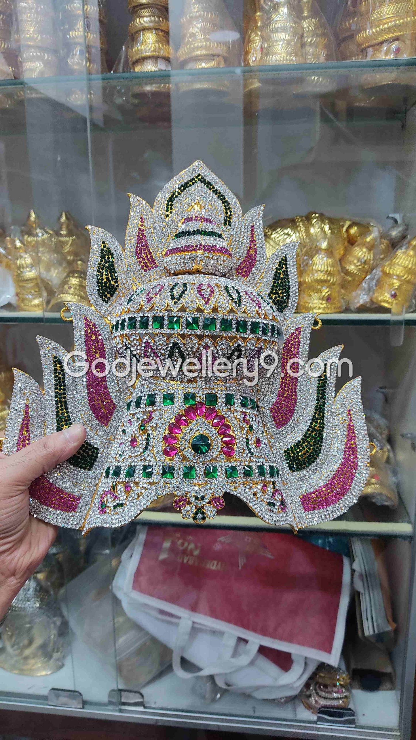 Deity Mukut Sudar Stone Crown Mariamman God Jwala Kireetam G15 Godjewellery9