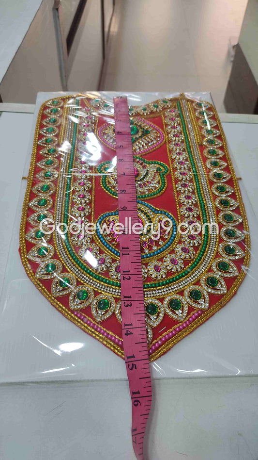 Deity Red Long MultiColor Stone Necklace Haram Kavasam Jewellery 1 godjewellery9